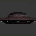 Pink Circular UFO Spaceship Featuring Dark Center And White Lights For Alien Character And Creature
