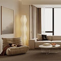 Casual Chair Cream Style Casual Chair Floor Lamp Single Chair Simple Log Style F888 3d model