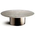 Elegant Round Marble Dining Table Set With Bronze Cylindrical Metal Base For Modern Home Decor