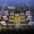 Detailed Aerial Planning Of Residential Area With Building Complex Green Spaces And Road Network