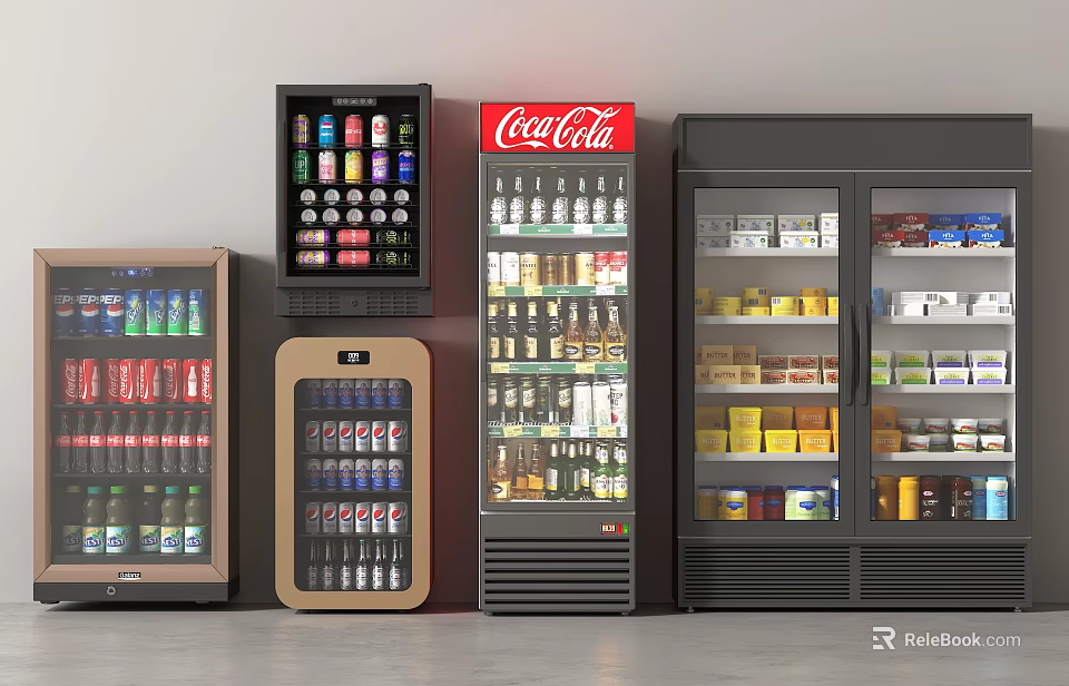 Commercial Refrigerators for Displaying Beverages And Packaged Food Items With Coca Cola Drinks 3d model 