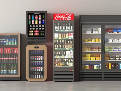 Commercial Refrigerators for Displaying Beverages And Packaged Food Items With Coca Cola Drinks 3d model