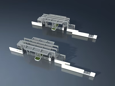 Modern Swing Door Design With Metal Frame And Entryway Structure 3d model