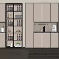 Modern Wine Cabinet With Glass Doors LED Lighting And Wine Bottle