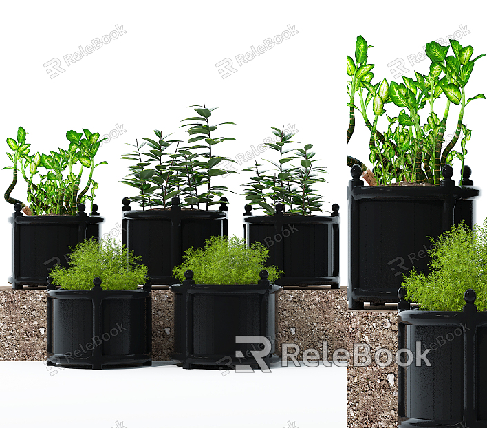 American potted potted plant decoration combination model