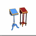 Stylish Decorative Side Tables In Blue And Red With Gold Accents For Home Living