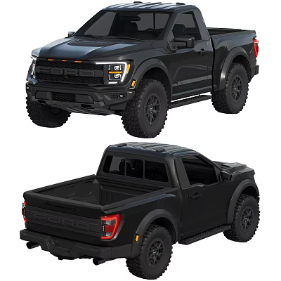 Black Off-Road Pickup Truck Stylish Front And Rear Design With Large Tires 3d model