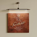 Abstract Painting Style Beauty Salon Wall Sign With Brown Background And Gold Coco Lettering