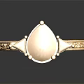 Elegant Gold Open Cuff Bracelet With Intricate Carvings And White Gemstone