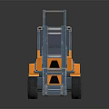 Orange And Blue Industrial Forklift With Modern Design And Reflective Surface