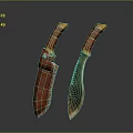 Handcrafted Tactical Knives With Brown Textured Handles Metal Blades And Leather Sheaths