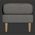 Modern Gray Ottoman With Colorful Geometric Patterned Cushion And Wooden Legs