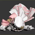 Detailed Game Movie Female Character In Pink White Costume With Stylish Hat And Graceful Pose