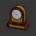 Vintage Wooden Mantel Clock With Yellow Green Diamond Pattern And White Dial