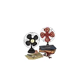 Retro Air Conditioning Fan With Vintage Clock Decor And Metal Frame Design