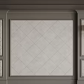 Elegant Bedroom Accent Wall With Gray Frame Diamond Patterned Light Tiles And Wall Sconces 3d model