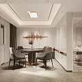 Elegant Hotel Mahjong Room Interior With Round Game Table Comfortable Chairs And Ceiling Lights