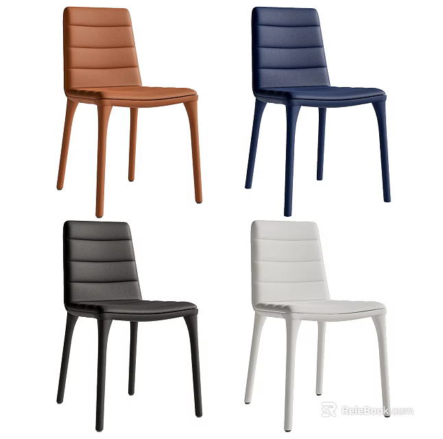 Modern Dining Chairs With Sleek Design Multiple Colors And Striped Backrest 3d model