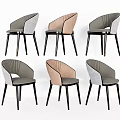 Modern Dining Chairs With Textured Backrest Gray Pink Upholstery And Black Legs