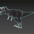 Realistic 3D Render Tyrannosaurus Rex Dinosaur Standing With Gray Stripes Open Mouth Sharp Teeth