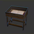 Sturdy Wooden Dining Table With Glass Top And Drawer Detail