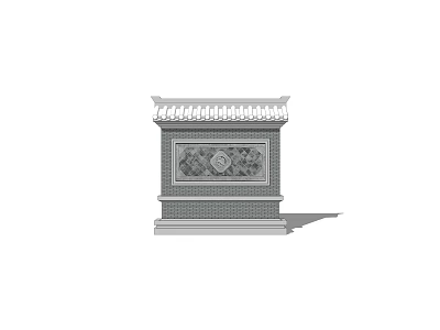 Traditional Garden Wall Design With Ornate Roof And Relief Carvings On Brick Base 3d model