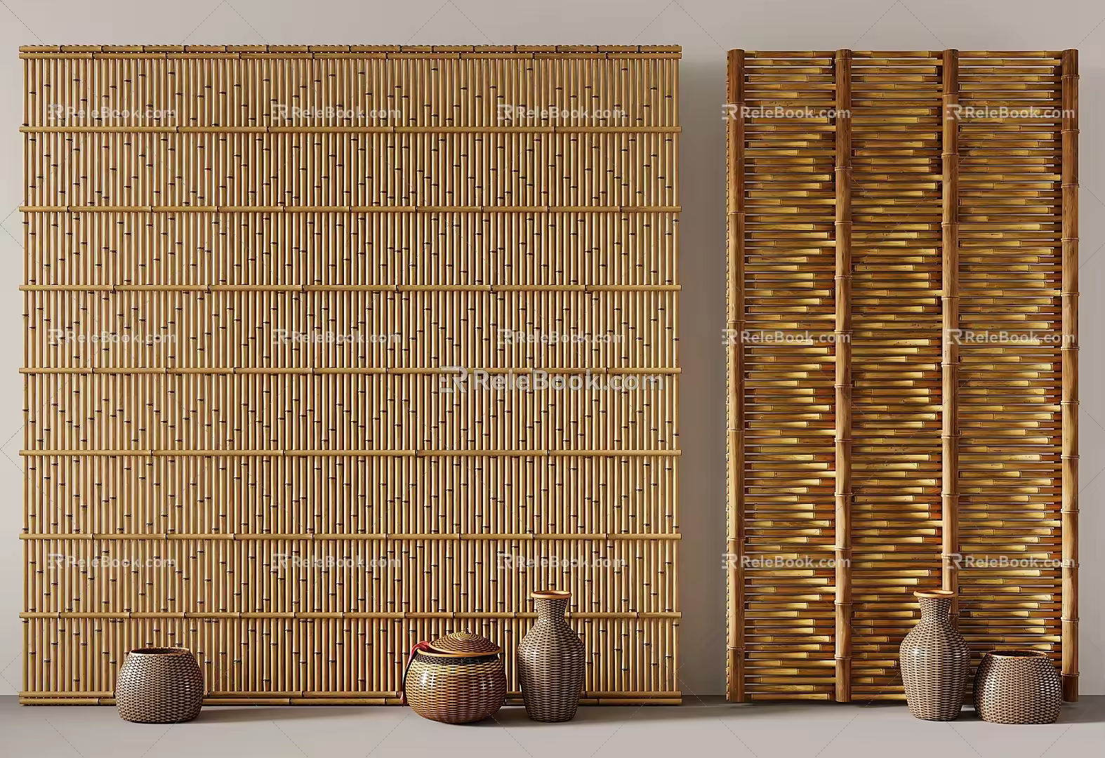Log Pillar Homestay Partition Railing Fence 3d model