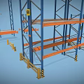 Industrial Metal Frame Storage Racks With Multi Tier Design Blue Uprights And Orange Shelves
