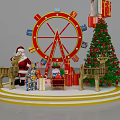 Christmas Themed Decoration Display With Ferris Wheel Santa And Gifts