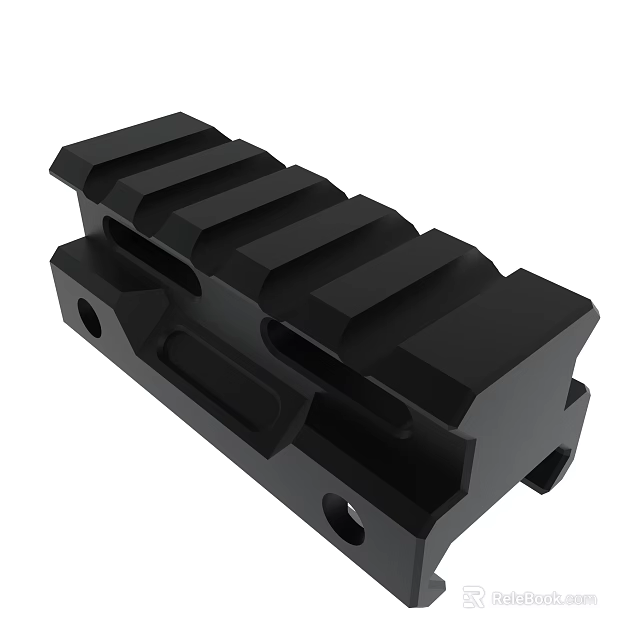 Black Metal Tactical Rail Mount with Multiple Slots and Holes for Firearm Optics 3d model 