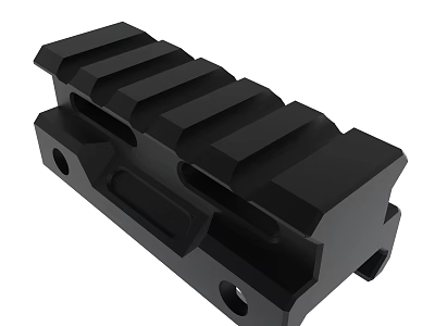 Black Metal Tactical Rail Mount with Multiple Slots and Holes for Firearm Optics 3d model