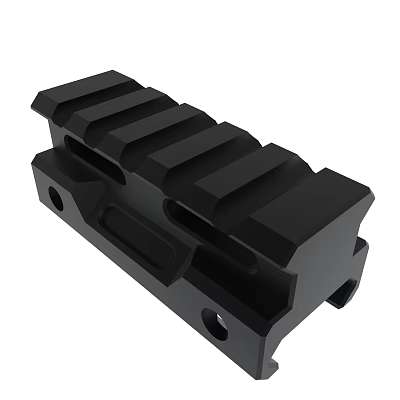 Black Metal Tactical Rail Mount with Multiple Slots and Holes for Firearm Optics 3d model