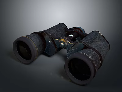 Modern Binoculars With Leather Cover And Metal Parts For Outdoor Use 3d model