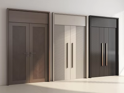 Modern Double Doors In Three Colors With Wooden Panels And Minimalist Design 3d model