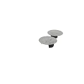 Modern Round Dining Table With Curved Black Wooden Base And Metal Trim