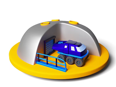 cartoon style space base lunar rover lunar base cartoon space base 3d model