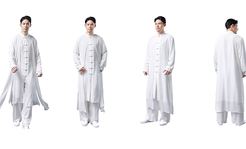 People and Characters Men Guofeng Tai Chi Kung Fu White Clothes 3d model