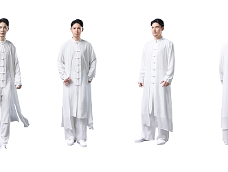 People and Characters Men Guofeng Tai Chi Kung Fu White Clothes 3d model