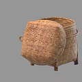 Handwoven Bamboo Storage Container With Removable Lid And Stand Legs 3d model