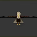 Pixel Art Mythical Eagle in Flying Pose with Spread Wings Glowing Head and Yellow Talons