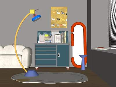 Modern Tool Cabinet Dopamine Tool Cabinet Stationery Mirror Combination 3d model