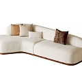 Modern Contour Sofa With Cream Fabric And Accent Cushions For Living Room