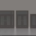 Modern Double Doors With Glass Panels And Aluminum Frames In Different Sizes 3d model
