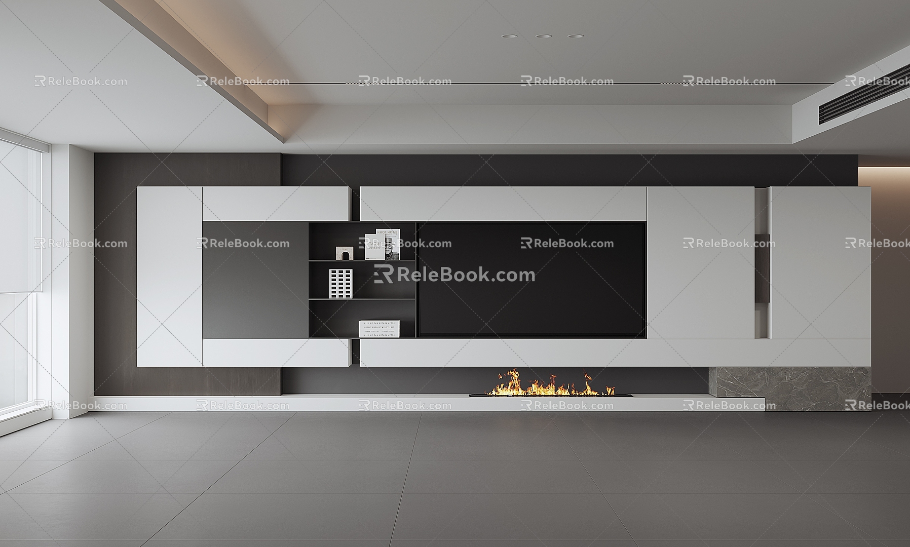 Modern TV background wall 3d model