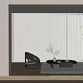White Window Blinds in Modern Living Room with Black Chair Coffee Table and Plants