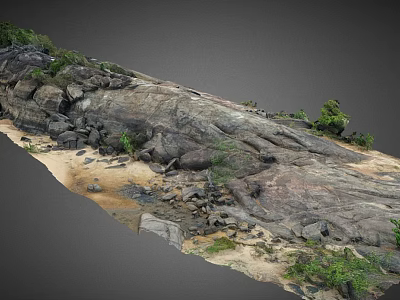 Rustic Stone and Wood Elements in Natural Outdoor Landscape Design 3d model