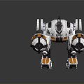 3D Model Mechanical Robot Character Featuring Metallic Creature Structure Orange Silver Parts And Large Arms
