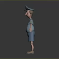 3D Cartoon Male Character Wearing Blue Uniform Hat And Backpack With Arms Outstretched