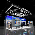 Skyworth Exhibition Booth With Modern Lighting Design And TV Display Screens At Trade Show