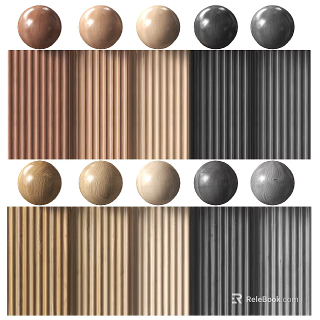 Various Colored Wall Paneling With Wooden Texture And Vertical Stripes For Home Decor 3d model 